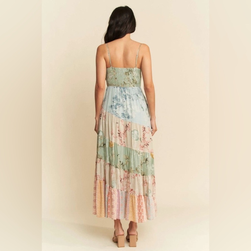 Boho Floral Patchwork Tiered Maxi Dress - Davi & Dani - Picture 2 of 7